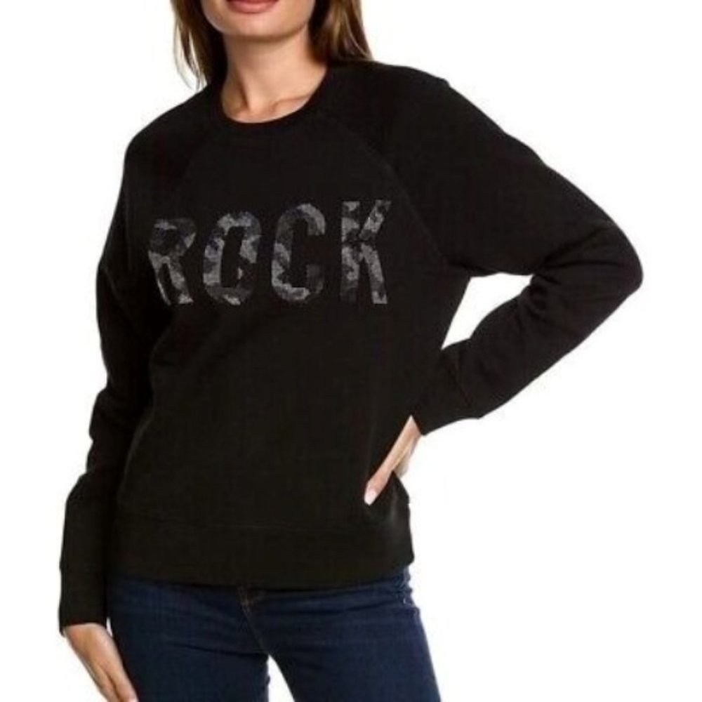 NWT Zadig & Voltaire Upper Camo Strass Rhinestone Raglan Black Sweater Top